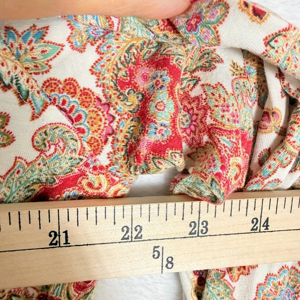 Lauren Ralph Lauren Womens Pajama Set Red Paisley Cotton Blend Large LRL Lounger